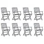8 pcs folding garden chairs and solid acacia wood cushions by vidaXL, Garden chairs - Ref: Foro24-3078262, Price: 372,85 €, D...