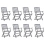8 pcs folding garden chairs and solid acacia wood cushions by vidaXL, Garden chairs - Ref: Foro24-3078262, Price: 372,28 €, D...