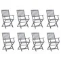 8 pcs folding garden chairs and solid acacia wood cushions by vidaXL, Garden chairs - Ref: Foro24-3078262, Price: 372,85 €, D...