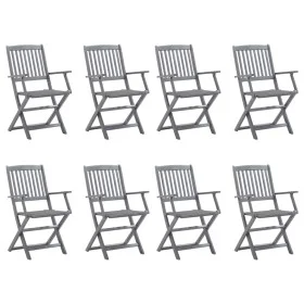 Folding garden chairs 8 units and solid acacia wood cushions by vidaXL, Garden chairs - Ref: Foro24-3078263, Price: 368,09 €,...