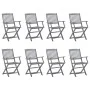 Folding garden chairs 8 units and solid acacia wood cushions by vidaXL, Garden chairs - Ref: Foro24-3078263, Price: 368,09 €,...