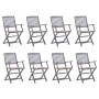 8 pcs folding garden chairs and solid acacia wood cushions by vidaXL, Garden chairs - Ref: Foro24-3078265, Price: 377,77 €, D...
