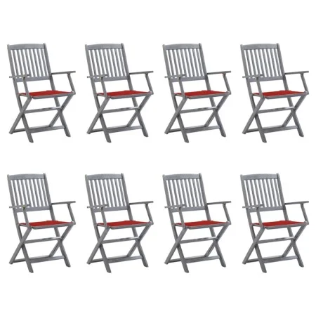 Folding garden chairs 8 units and solid acacia wood cushions by vidaXL, Garden chairs - Ref: Foro24-3078268, Price: 372,73 €,...