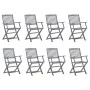 Folding garden chairs 8 units and solid acacia wood cushions by vidaXL, Garden chairs - Ref: Foro24-3078268, Price: 372,73 €,...