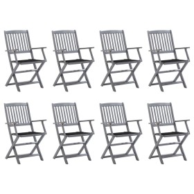 8 pcs folding garden chairs and solid acacia wood cushions by vidaXL, Garden chairs - Ref: Foro24-3078269, Price: 372,53 €, D...