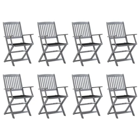 8 pcs folding garden chairs and solid acacia wood cushions by vidaXL, Garden chairs - Ref: Foro24-3078269, Price: 372,70 €, D...
