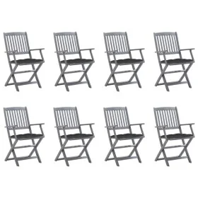 Folding garden chairs 8 units and solid acacia wood cushions by vidaXL, Garden chairs - Ref: Foro24-3078277, Price: 359,68 €,...