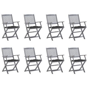 Klappbare Gartenstühle 8-teilig und Kissen aus massivem Akazienholz von vidaXL, Gartenstühle - Ref: Foro24-3078277, Preis: 36...