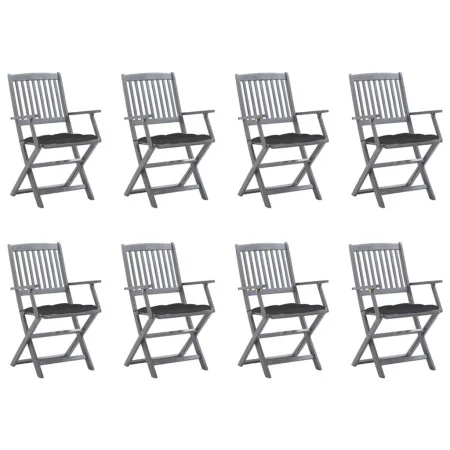 Folding garden chairs 8 units and solid acacia wood cushions by vidaXL, Garden chairs - Ref: Foro24-3078277, Price: 359,70 €,...
