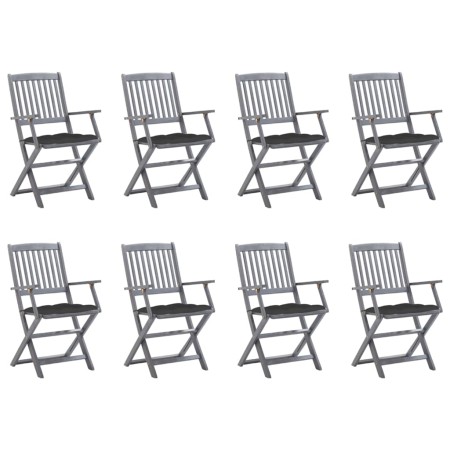 Klappbare Gartenstühle 8-teilig und Kissen aus massivem Akazienholz von vidaXL, Gartenstühle - Ref: Foro24-3078277, Preis: 36...