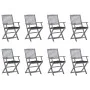 Klappbare Gartenstühle 8-teilig und Kissen aus massivem Akazienholz von vidaXL, Gartenstühle - Ref: Foro24-3078277, Preis: 35...