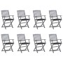 Klappbare Gartenstühle 8-teilig und Kissen aus massivem Akazienholz von vidaXL, Gartenstühle - Ref: Foro24-3078277, Preis: 36...