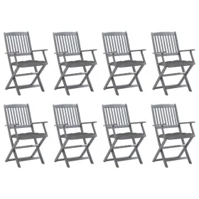 8 pcs folding garden chairs and solid acacia wood cushions by vidaXL, Garden chairs - Ref: Foro24-3078278, Price: 359,70 €, D...