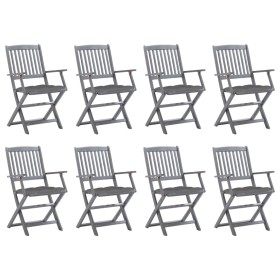 8 Stück klappbare Gartenstühle und Kissen aus massivem Akazienholz von vidaXL, Gartenstühle - Ref: Foro24-3078278, Preis: 364...