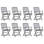 8 pcs folding garden chairs and solid acacia wood cushions by vidaXL, Garden chairs - Ref: Foro24-3078278, Price: 359,20 €, D...
