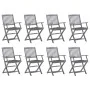 8 pcs folding garden chairs and solid acacia wood cushions by vidaXL, Garden chairs - Ref: Foro24-3078278, Price: 359,68 €, D...