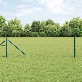 Reja con postes Verde 0.6 x 50 m Acero recubierto de PVC