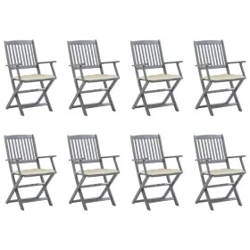 8 Stück klappbare Gartenstühle und Kissen aus massivem Akazienholz von vidaXL, Gartenstühle - Ref: Foro24-3078279, Preis: 364...
