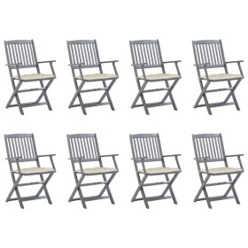 8 Stück klappbare Gartenstühle und Kissen aus massivem Akazienholz von vidaXL, Gartenstühle - Ref: Foro24-3078279, Preis: 369...