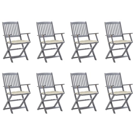 8 Stück klappbare Gartenstühle und Kissen aus massivem Akazienholz von vidaXL, Gartenstühle - Ref: Foro24-3078279, Preis: 369...