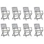 8 pcs folding garden chairs and solid acacia wood cushions by vidaXL, Garden chairs - Ref: Foro24-3078279, Price: 364,67 €, D...