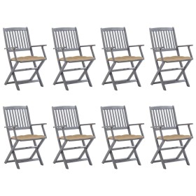 Folding garden chairs 8 units and solid acacia wood cushions by vidaXL, Garden chairs - Ref: Foro24-3078280, Price: 366,88 €,...