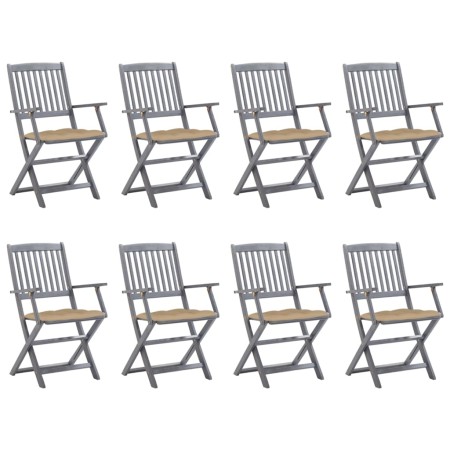 Folding garden chairs 8 units and solid acacia wood cushions by vidaXL, Garden chairs - Ref: Foro24-3078280, Price: 366,88 €,...