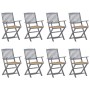 Folding garden chairs 8 units and solid acacia wood cushions by vidaXL, Garden chairs - Ref: Foro24-3078280, Price: 366,88 €,...