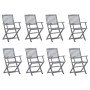 Folding garden chairs 8 units and solid acacia wood cushions by vidaXL, Garden chairs - Ref: Foro24-3078280, Price: 366,88 €,...