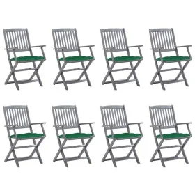Folding garden chairs 8 units and solid acacia wood cushions by vidaXL, Garden chairs - Ref: Foro24-3078282, Price: 355,68 €,...