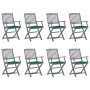 Folding garden chairs 8 units and solid acacia wood cushions by vidaXL, Garden chairs - Ref: Foro24-3078282, Price: 359,99 €,...
