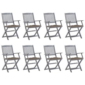 8 pcs folding garden chairs and solid acacia wood cushions by vidaXL, Garden chairs - Ref: Foro24-3078285, Price: 367,13 €, D...