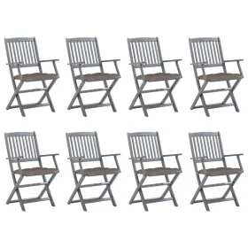8 pcs folding garden chairs and solid acacia wood cushions by vidaXL, Garden chairs - Ref: Foro24-3078285, Price: 362,43 €, D...