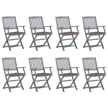 8 Stück klappbare Gartenstühle und Kissen aus massivem Akazienholz von vidaXL, Gartenstühle - Ref: Foro24-3078285, Preis: 367...