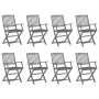 8 pcs folding garden chairs and solid acacia wood cushions by vidaXL, Garden chairs - Ref: Foro24-3078285, Price: 362,03 €, D...