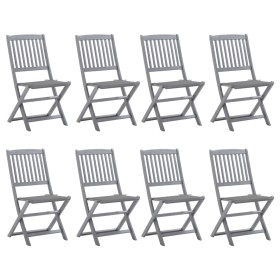 8 pcs folding garden chairs and solid acacia wood cushions by vidaXL, Garden chairs - Ref: Foro24-3078291, Price: 415,25 €, D...
