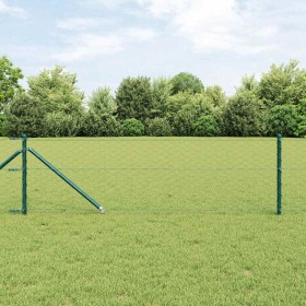 Reja con postes Verde 0.8 x 50 m Acero recubierto de PVC