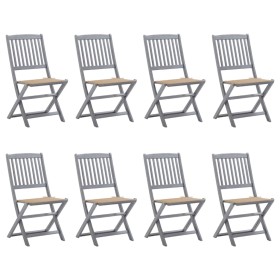 8 pcs folding garden chairs and solid acacia wood cushions by vidaXL, Garden chairs - Ref: Foro24-3078293, Price: 424,55 €, D...