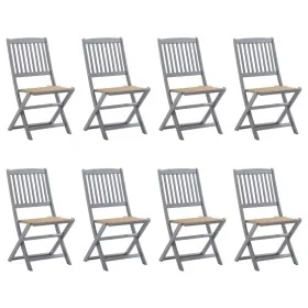 8 pcs folding garden chairs and solid acacia wood cushions by vidaXL, Garden chairs - Ref: Foro24-3078293, Price: 408,81 €, D...