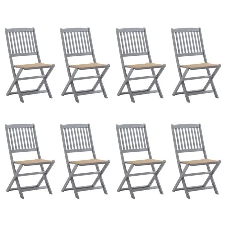 8 pcs folding garden chairs and solid acacia wood cushions by vidaXL, Garden chairs - Ref: Foro24-3078293, Price: 409,03 €, D...