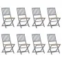 8 pcs folding garden chairs and solid acacia wood cushions by vidaXL, Garden chairs - Ref: Foro24-3078293, Price: 409,03 €, D...