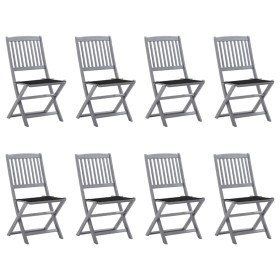 8 pcs folding garden chairs and solid acacia wood cushions by vidaXL, Garden chairs - Ref: Foro24-3078297, Price: 417,34 €, D...