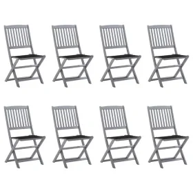 8 pcs folding garden chairs and solid acacia wood cushions by vidaXL, Garden chairs - Ref: Foro24-3078297, Price: 408,23 €, D...