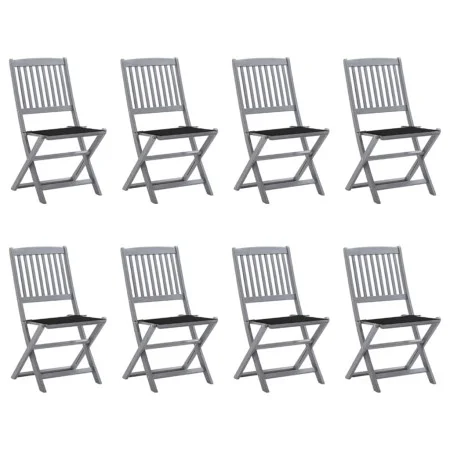 8 pcs folding garden chairs and solid acacia wood cushions by vidaXL, Garden chairs - Ref: Foro24-3078297, Price: 409,13 €, D...