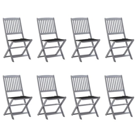 8 Stück klappbare Gartenstühle und Kissen aus massivem Akazienholz von vidaXL, Gartenstühle - Ref: Foro24-3078297, Preis: 417...