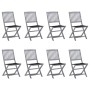 8 pcs folding garden chairs and solid acacia wood cushions by vidaXL, Garden chairs - Ref: Foro24-3078297, Price: 417,17 €, D...