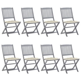 Klappbare Gartenstühle 8-teilig und Kissen aus massivem Akazienholz von vidaXL, Gartenstühle - Ref: Foro24-3078307, Preis: 41...