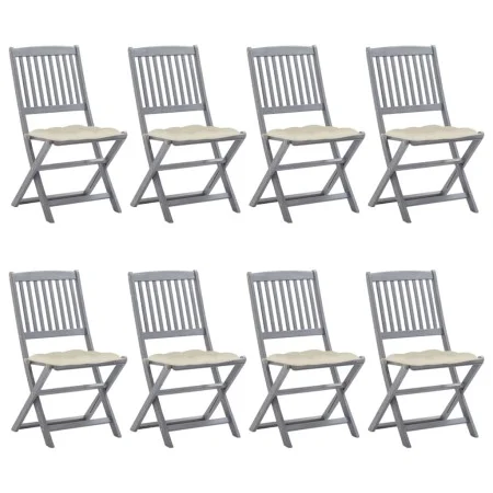 Folding garden chairs 8 units and solid acacia wood cushions by vidaXL, Garden chairs - Ref: Foro24-3078307, Price: 405,02 €,...