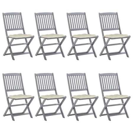 Klappbare Gartenstühle 8-teilig und Kissen aus massivem Akazienholz von vidaXL, Gartenstühle - Ref: Foro24-3078307, Preis: 41...