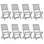 Folding garden chairs 8 units and solid acacia wood cushions by vidaXL, Garden chairs - Ref: Foro24-3078307, Price: 405,02 €,...